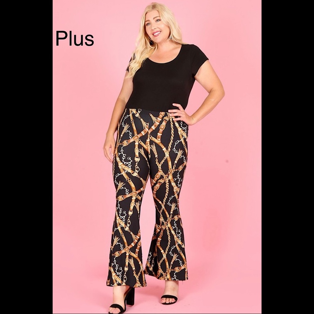 Chain Print Flare Pants - Picture 1 of 2